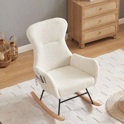 Chaise berçante en tissu Teddy