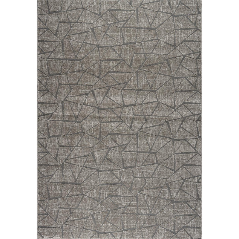 Geometric Shapes 160cm X 230cm Area Rug, Brown, Rectangle 133 x 195 cm