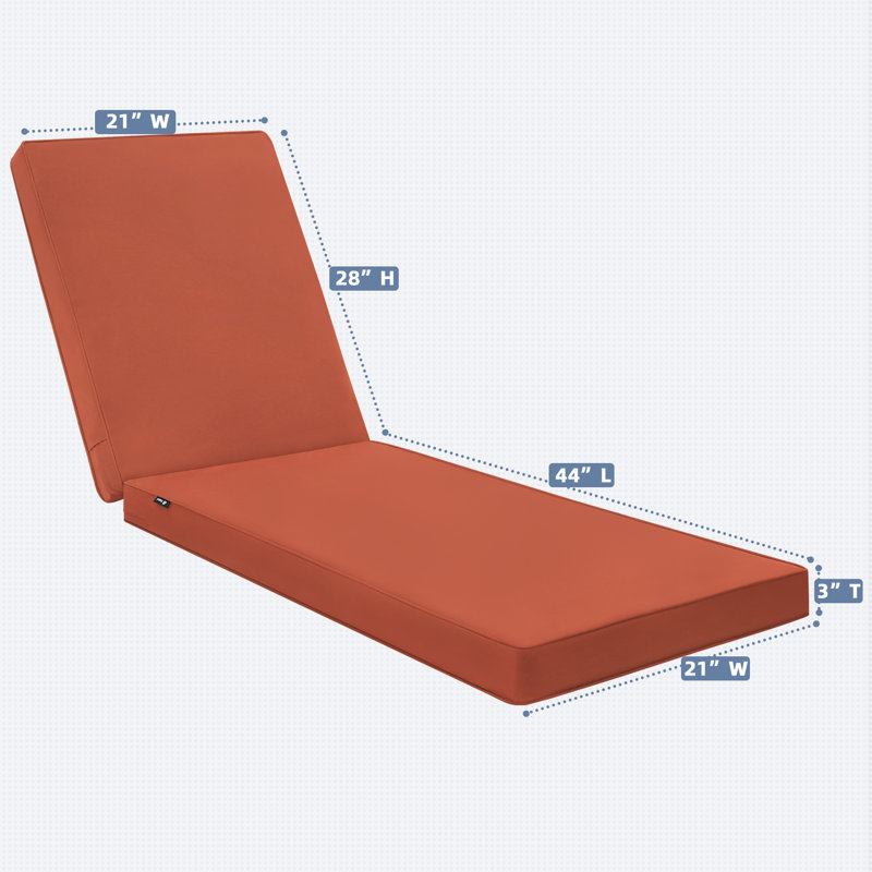 Chaise Lounge Cushions Outdoor 72 x 21 x3 Inch Waterproof & 3-Year Fade Resistant Outdoor Lounge Chair Cushions with Removable Cover for Patio Pool Lounge Chairs