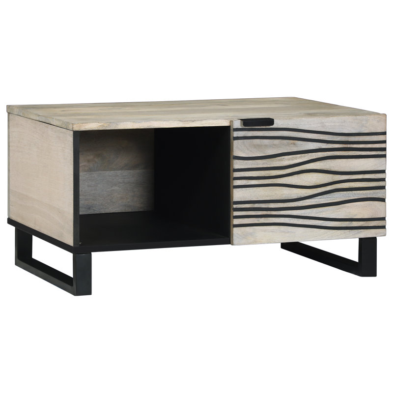 Solid Wood Coffee Table with Storage, White