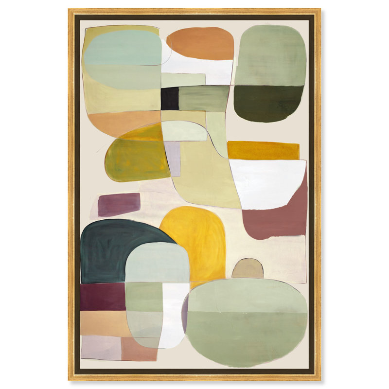 «Aliason Canvas Midcentury», art mural abstrait par Art Remedy, H 55 po x l 37 po, Cadre blanc