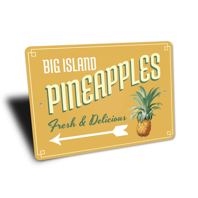 Plaque en aluminium Big Island Pineapples, H 10 po x l 14 po x P 0,04 po