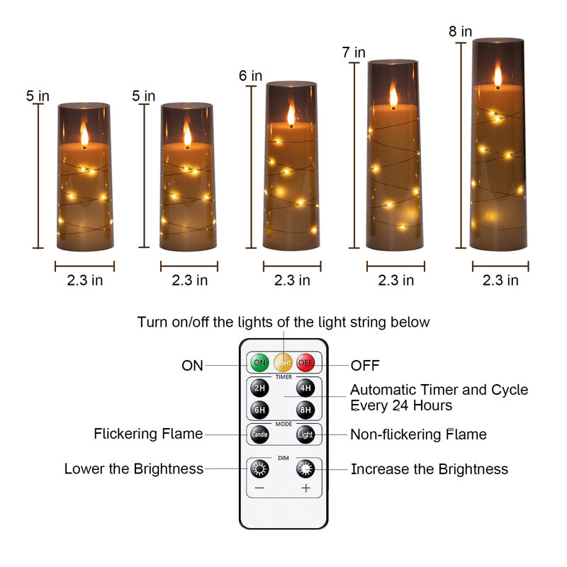 Unscented Flameless Pillar Candle with Acrylic Holder