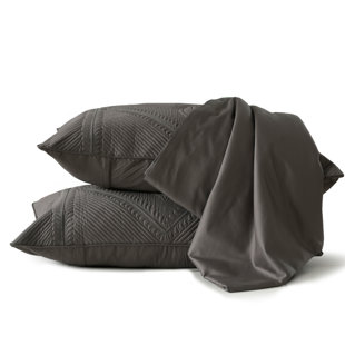 Drap La Shantam, 100% coton, très doux et respirant, inclus: 1 drap plat et 2 taies décoratives matelassées