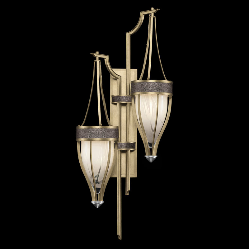 Applique murale H 41,5 po Mirage, Nickel / feuille d'or doux, Galet