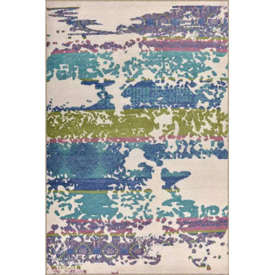 Modern Pastel Blue Toned Decorative Rug