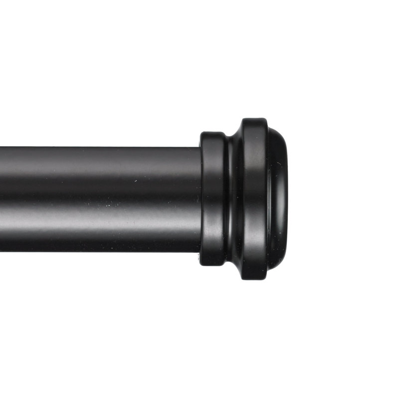 Empire Single Curtain Rod, 3" H x 120" W x 6" D, Black