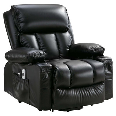 Fauteuil de massage électrique Power Lift, adapté aux personnes âgées, avec fonctions de chauffage et de vibration, cuir polaire avec USB