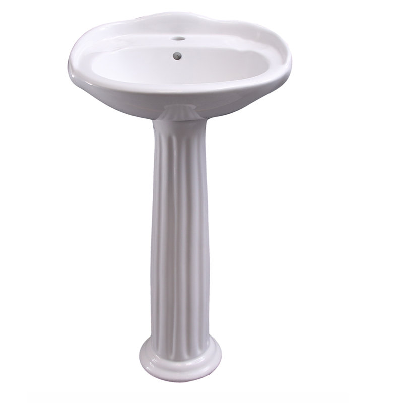 Lavabo sur piédestal 18 po Arianne, 1 trou, blanc