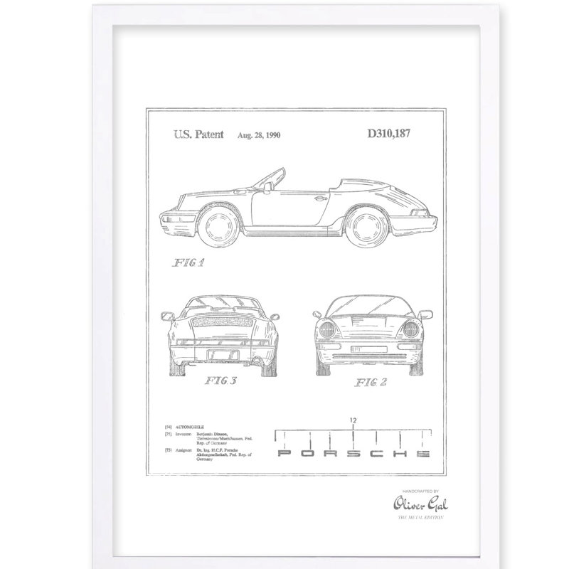 Porsche 911 1990 Print, White
