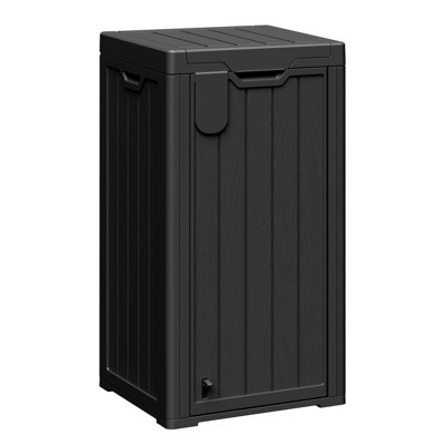 33 Gallon Weather Resistant Outdoor Trash Bin, Sorting Label Holder and Dual Opening System