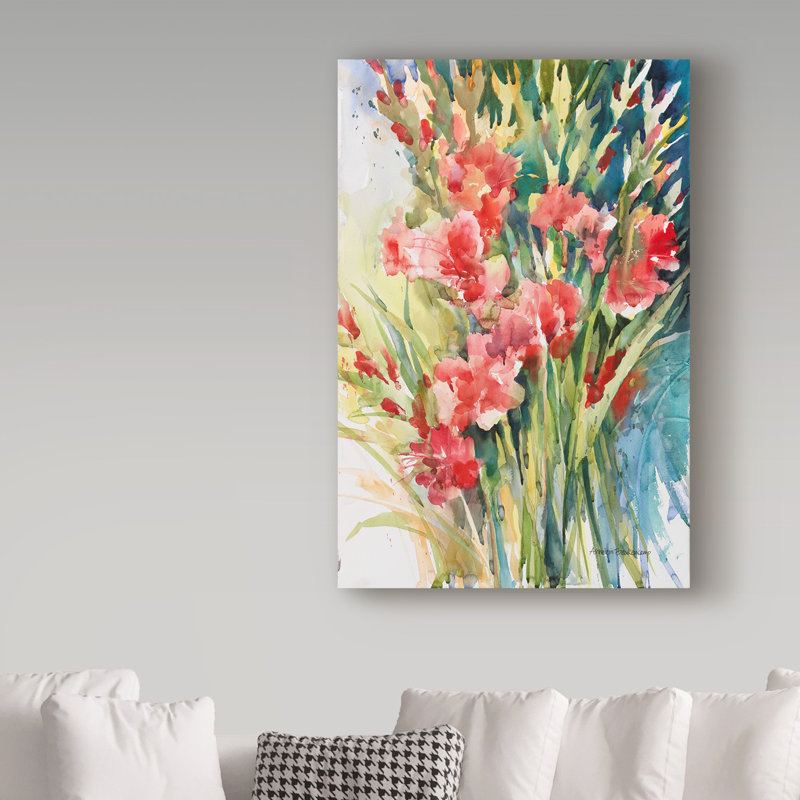 «Gladiola Bunch» par Mattox, reproduction d'aquarelle sur toile tendue, H 24 po x l 16 po x P 2 po