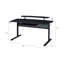 Bureau d'ordinateur noir avec plateau pour clavier, support pour écran et crochets pour casques