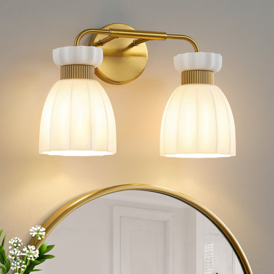 2-Light Dimmable Vanity Light with Glass Shades