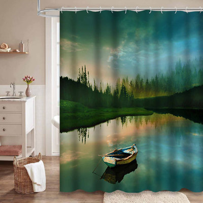 Rideau de douche avec 12 crochets Calm Lake