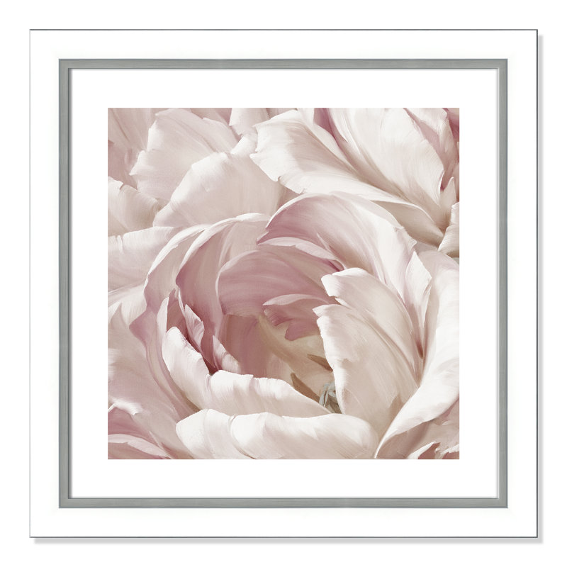 Intimate Blush " Intimate Blush II ", 25.75" H x 25.75" W x 1.125" D, White/Silver Framed