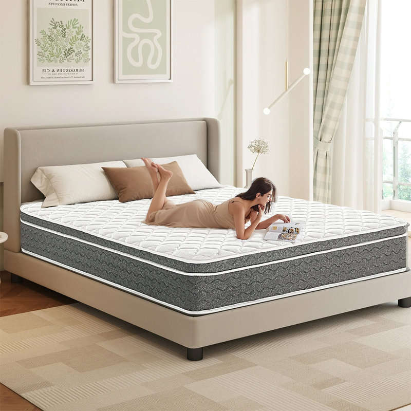 Matelas hybride en mousse à mémoire de forme et ressorts ensachés, soulagement de la pression et soutien des bords - Certifié Certipur-US