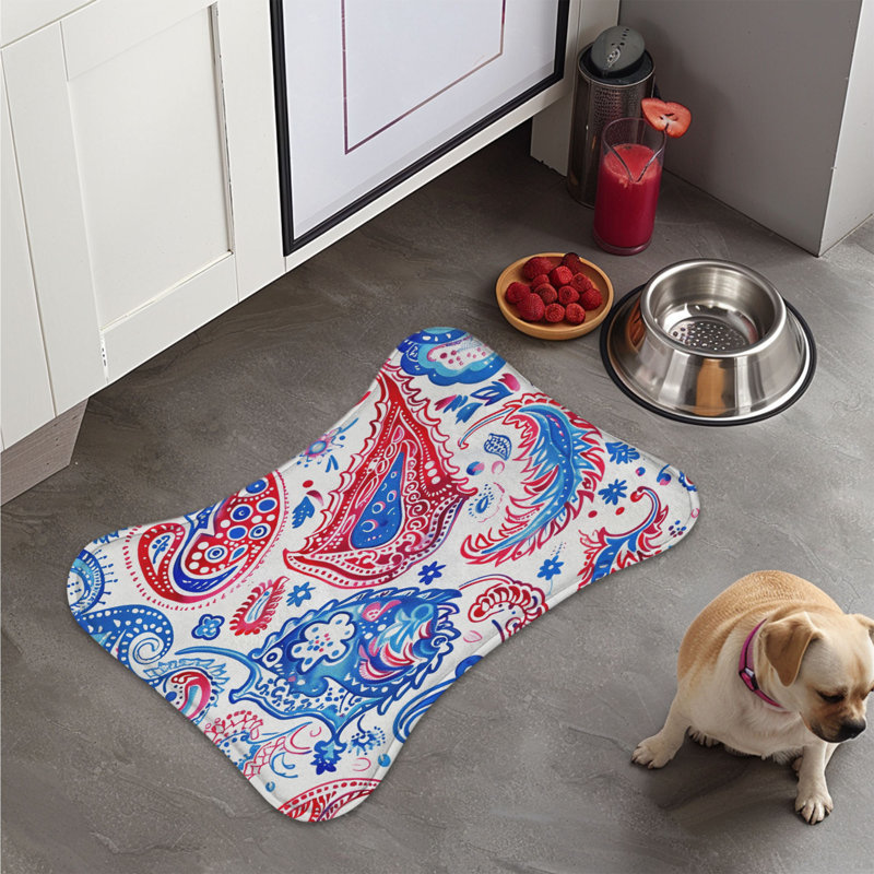 Tapis d'alimentation en os 1 pièce Crimson and Cobalt Paisley, 18"