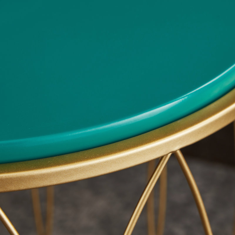 Jayde Round Metal Frame End/Side Tables with Steel Tray Top, Gold