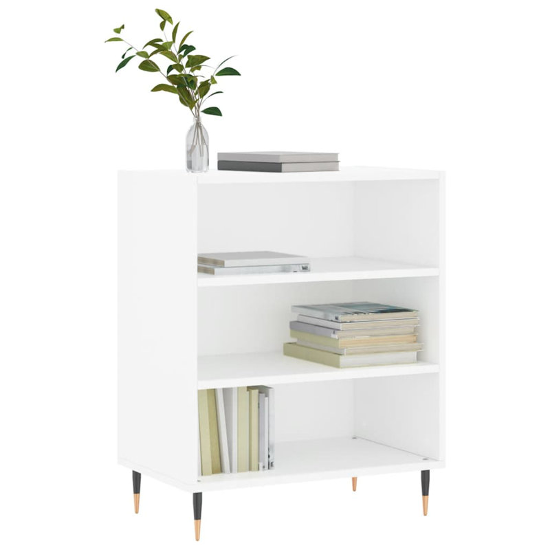 Manrey Bookcase, White, (3 Shelves) 70 cm H x 57 cm W x 35 cm D