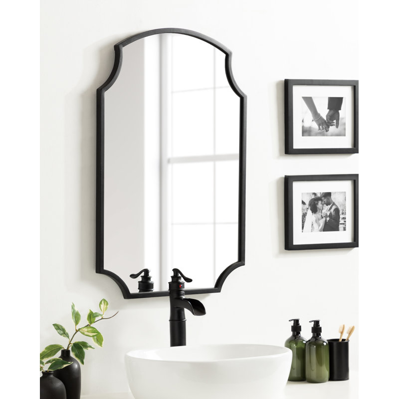 Scalloped Arch Wall Mirror, Black