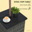 Table de bout carrée pour l'extérieur, table d'appoint en osier avec trou pour parasol