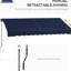 Auvent de patio rétractable 10 pi x 8 pi, fonction manuelle. 280 g / m², fabrication en aluminium robuste. Bleu pour terrasse, balcon, cour Protection solaire avec fonctionnement. Matériau, construction robuste.