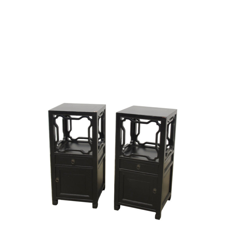 Solid Wood End Table Set with Storage