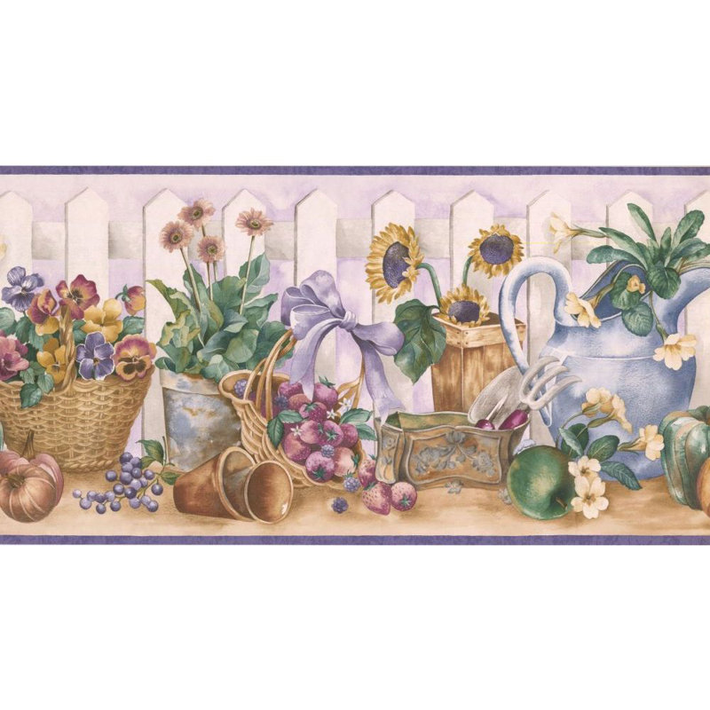 Bordure de papier peint L 15 pi x l 10,25 po Marrone Garden, Mauve