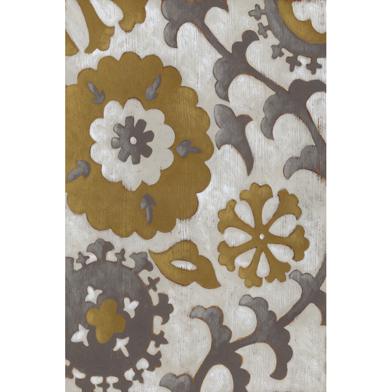 Nouveau Floral Design II - Wrapped Canvas Painting, 30cm H x 46cm W