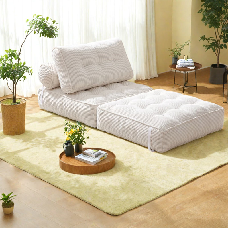 Canapés-lits pliables à compression, canapé-lit moderne compact en velours côtelé pour la maison, Beige