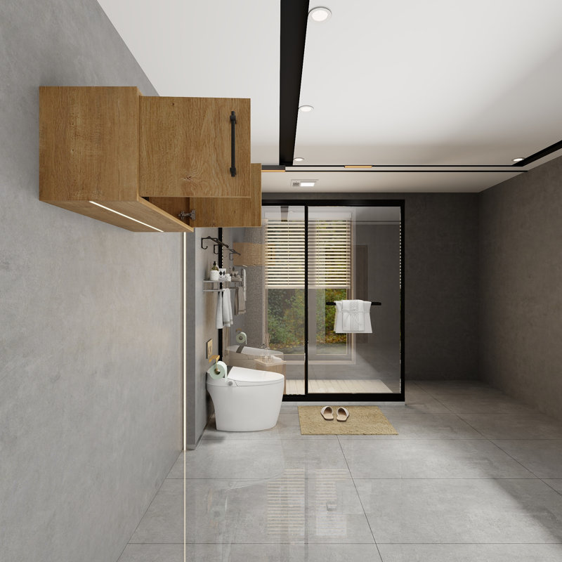 Victoria Oak Finish Wall-Mounted Bathroom Cabinet with LED Light