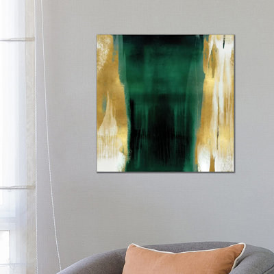 «Free Fall Emerald with Gold II» par Christine Wright - reproduction d'art
