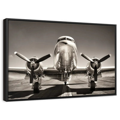 Avion rétro noir et blanc