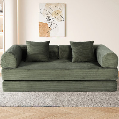 Canapé-lit 2 en 1 pliable et désossé convertible en lit, rembourré en microfibre de 75 pouces, canapé-lit à 3 places avec structure ergonomique, bureau en fausse fourrure