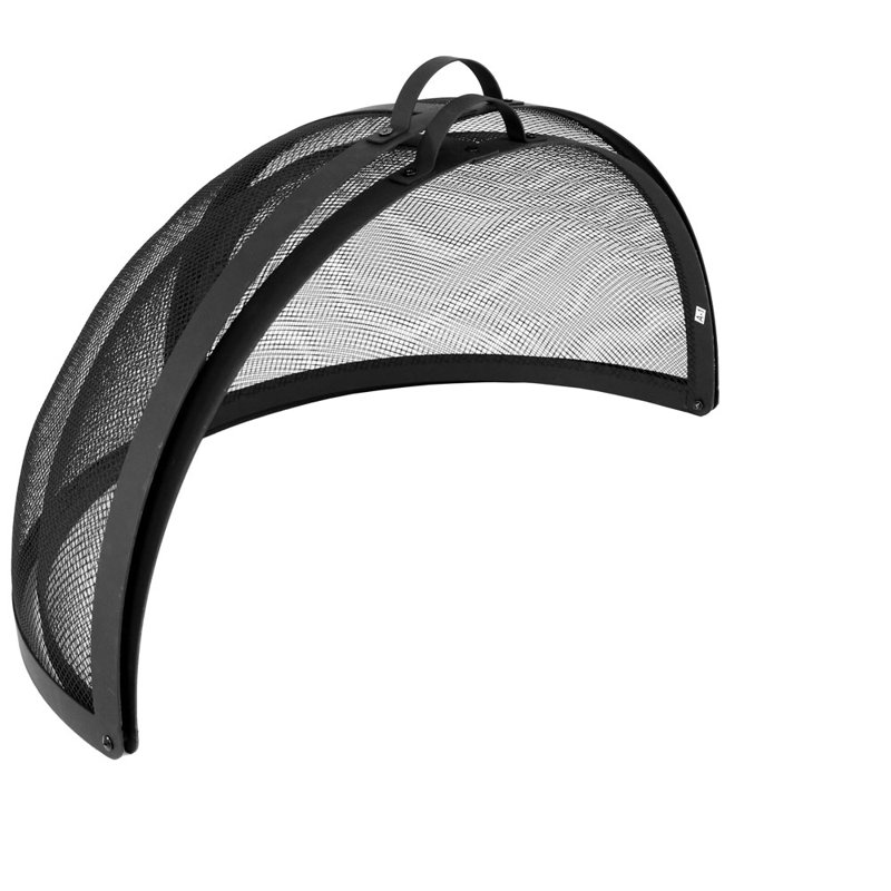 36" Black Steel Mesh Fire Pit Spark Screen with Hinged Door