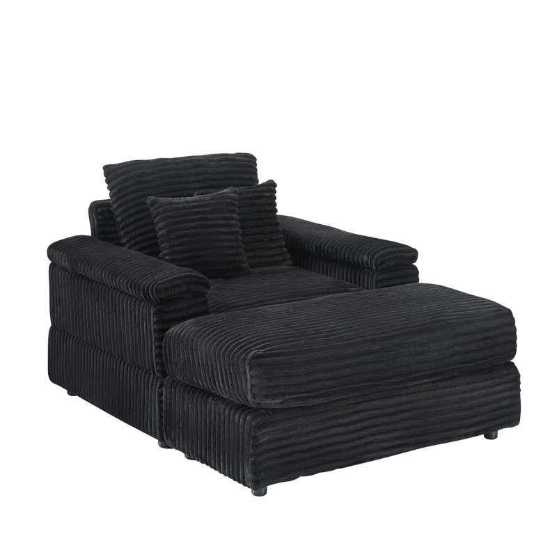 Canapé simple en velours côtelé 42,52 pouces, Noir