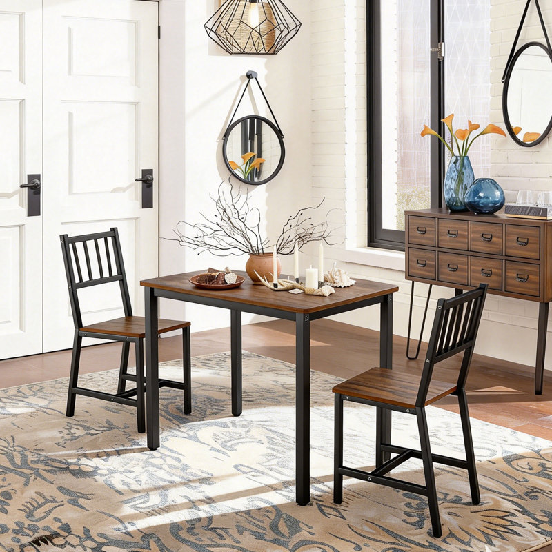 Ensemble de table de salle à manger rectangulaire 3 pièces, petite table de cuisine de style industriel et chaises pour 2