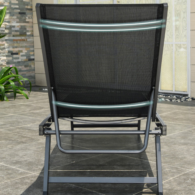 Chaise longue d'extérieur en alliage d'aluminium Njomza, Noir