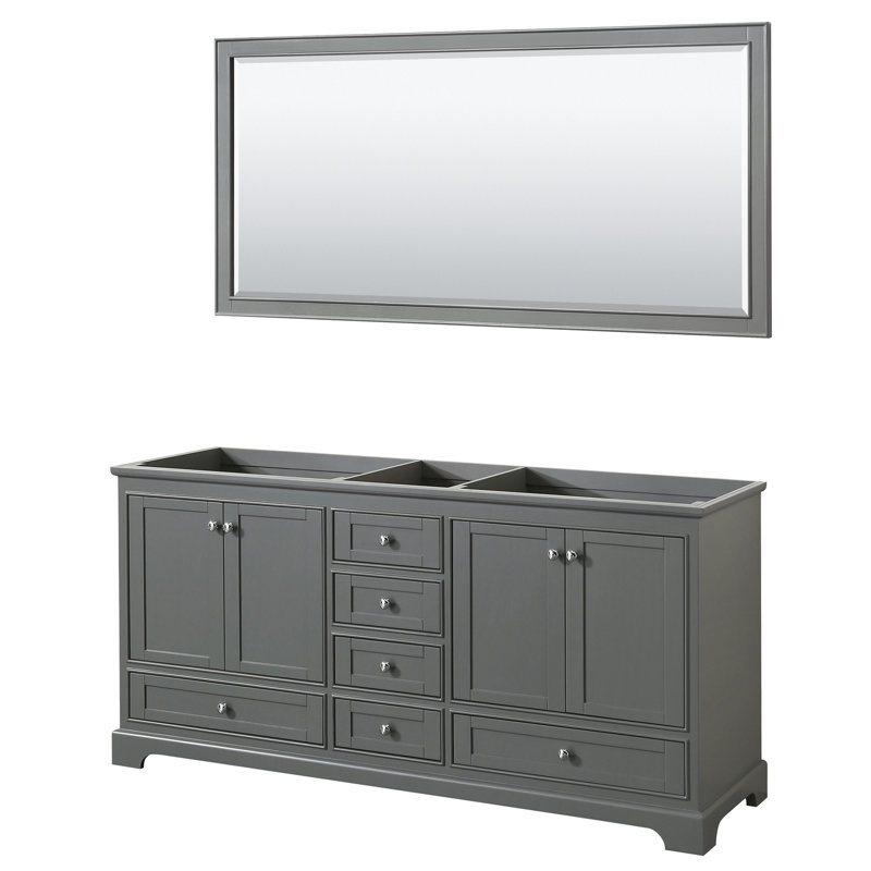 Deborah 71'' Double Bathroom Vanity Base Only, Dark Gray/Polished Chrome