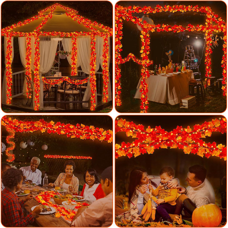 Bulbs Plug In Fall Garland With Lights