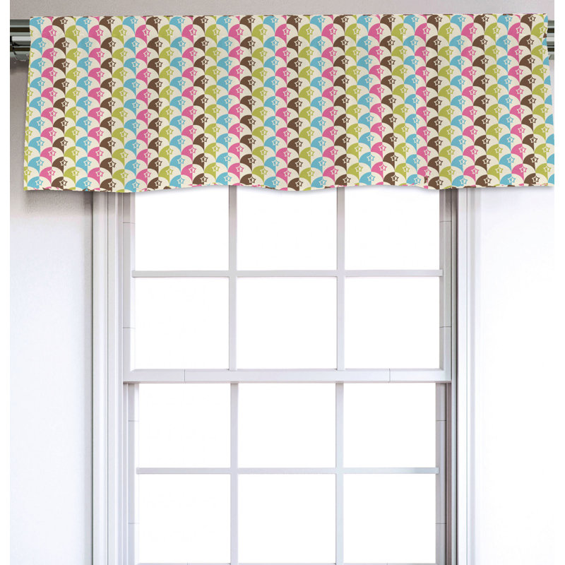 Sateen Geometric Ruffled Window Valance