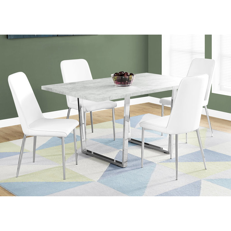 Table de salle à manger 60 po rectangulaire, stratifié gris et métal, style contemporain pour la cuisine, table rectangulaire, stratifié, pieds en métal, décontracté et formel