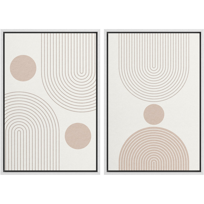 Illustration de Mid-Century moderne boho abstrait neutre, œuvre d'art moderne minimaliste contemporain, Blanc