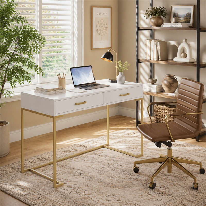 Bureau d'ordinateur de 99 cm avec tiroirs, bureau d'écriture moderne, bureau d'étude