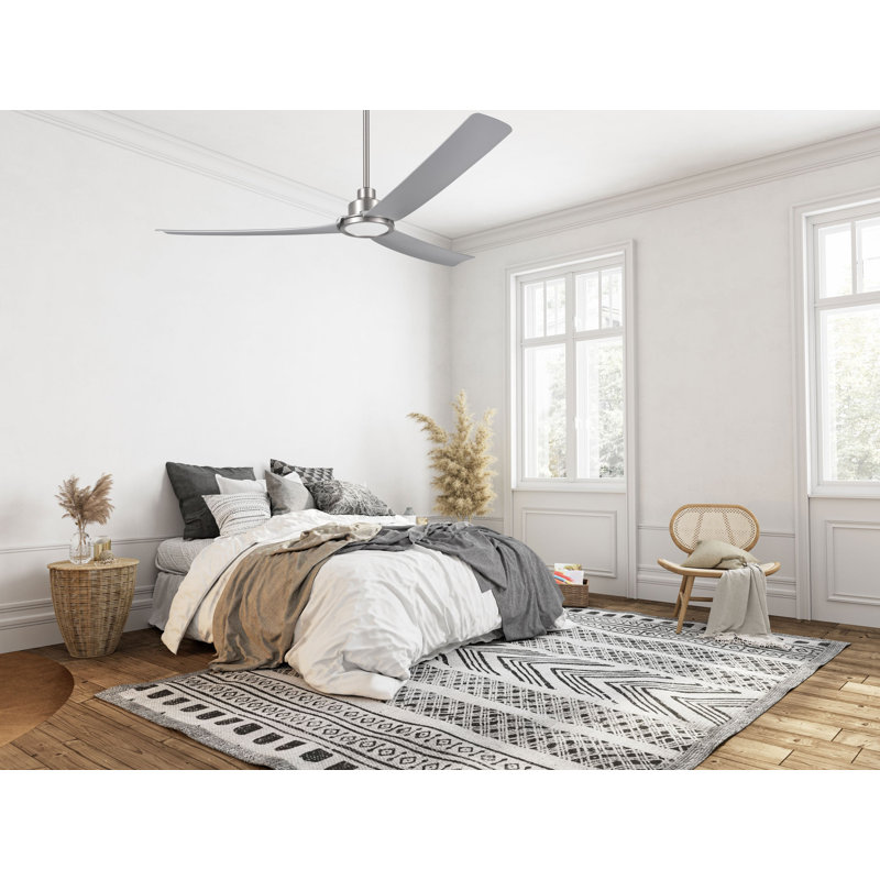 Slye 72 in. 3 Blade Brushed Nickel Ceiling Fan with Remote Control, Dimmable LED Light Kit, and Reversible Motor, 108 RPM
