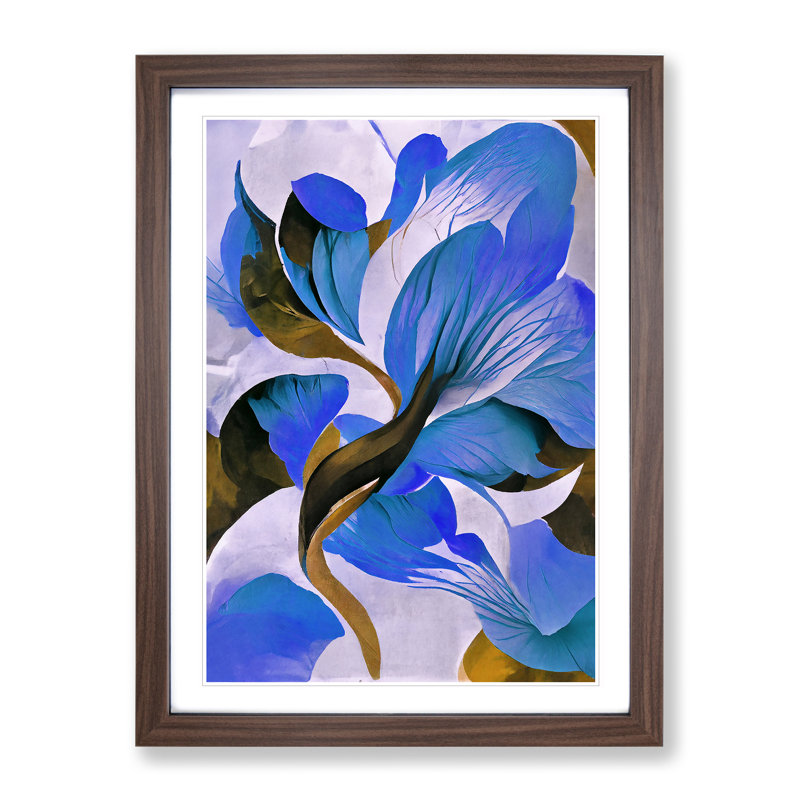 Flower - Single Picture Frame Print, 64cm H x 46cm W x 2cm D, Walnut