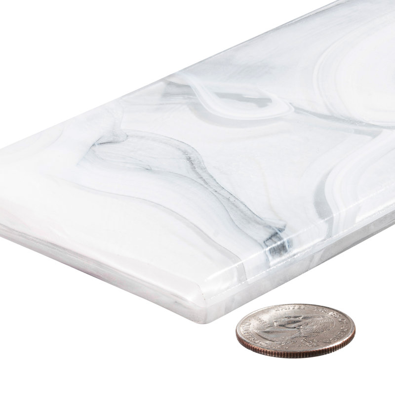 Barc 3" x 12" Plolished Glass Marble Look Subway Kitchen Backsplash, Bathroom, Shower, Pool, Wall and Floor Tile, Sequioa
