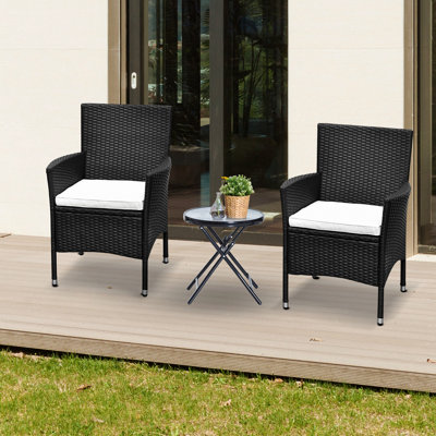 Ensemble de 2 chaises de salle à manger en osier de rotin avec coussins et pieds antidérapants, chaises de patio empilables