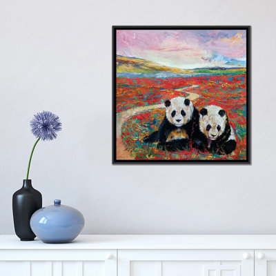« panda paradise », peinture sur toile tendue